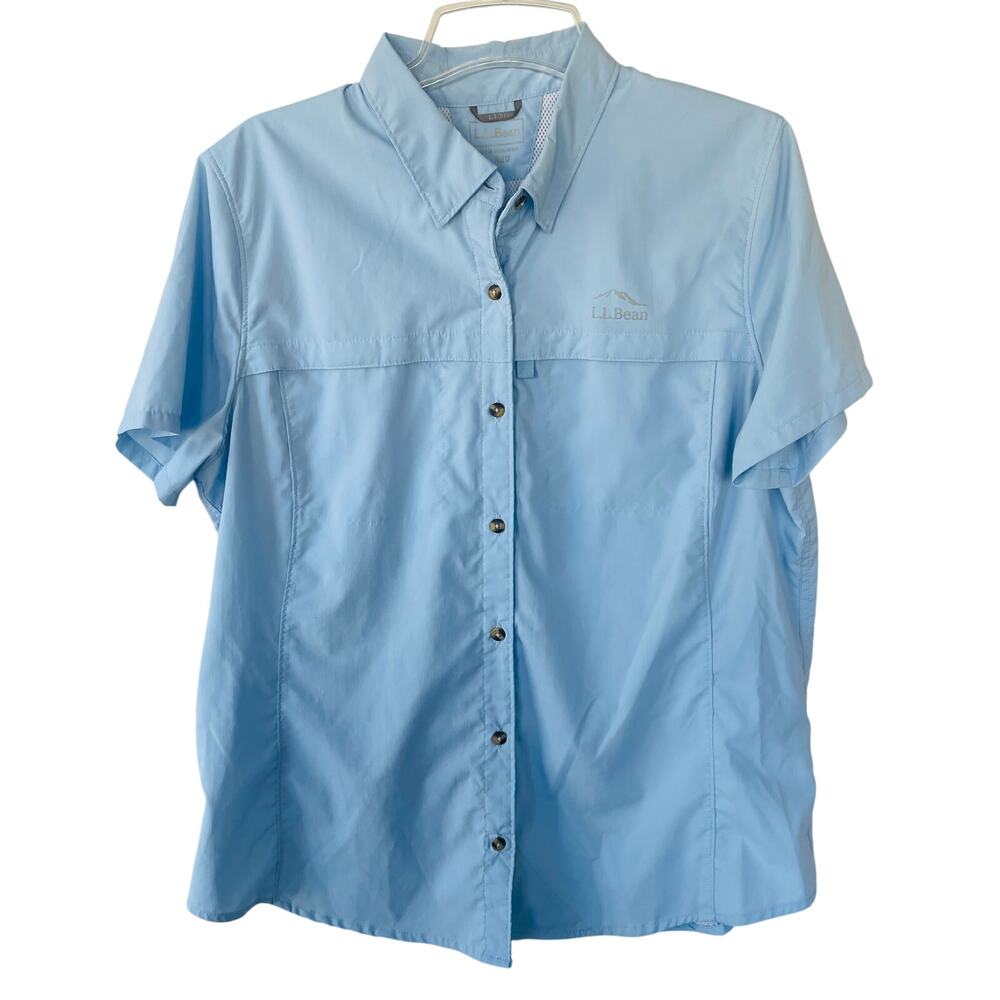 L.L. Bean Blue Size L Short sleeves Buttondown outdoor shirt